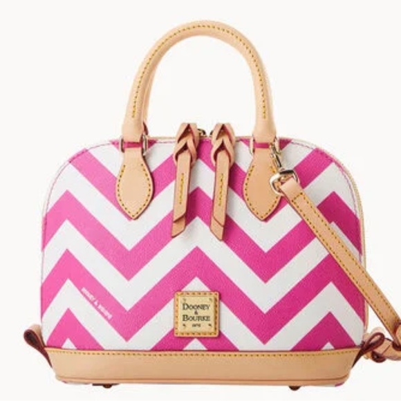 Dooney & Bourke Chevron Bitsy Bag Fuchsia - Picture 11 of 13